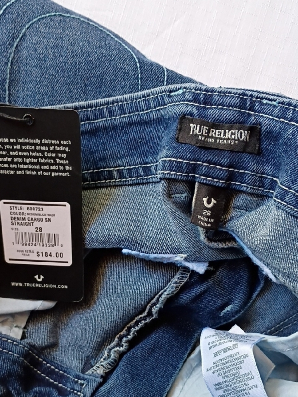 True Religion Women's Dark Blue Cargo Straight Jeans Size 28 - Picture 11 of 13